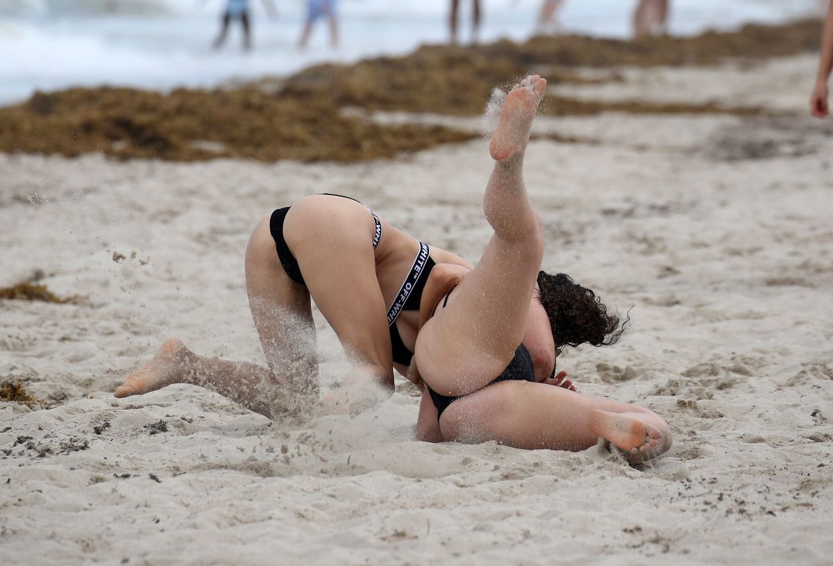 EUGENIE BOUCHARD in Bikini on the Beach in Miami 04/12/2019 