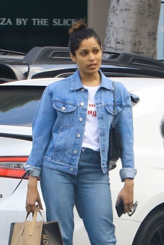 FREIDA PINTO in Double Denim Out in Los Angeles 04/16/2019