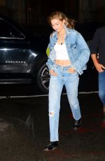 GIGI HADID in Double Denim Night Out in New York 04/22/2019