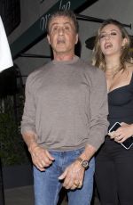 JENNIFER FLANVIN, SOPHIA and SISTINE STALLONE and Sylvester Stallone at Madeo in Beverly Hills 04/11/2019