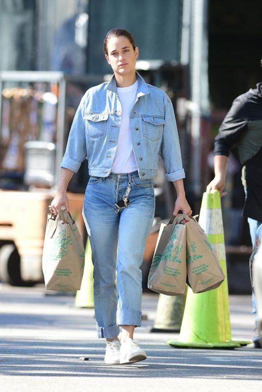KATE HARRISON in Double Denim Leaves Trader Joe’s in Studio City 04/13/2019