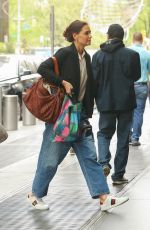 KATIE HOLMES Arrives at Her Apartment in New York 04/25/2019
