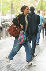 KATIE HOLMES Arrives at Her Apartment in New York 04/25/2019