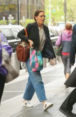 KATIE HOLMES Arrives at Her Apartment in New York 04/25/2019