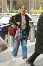 KATIE HOLMES Arrives at Her Apartment in New York 04/25/2019