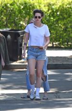 KRISTEN STEWART and SARA DINKIN Leaves Little Dom
