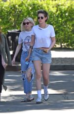 KRISTEN STEWART and SARA DINKIN Leaves Little Dom