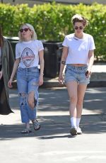 KRISTEN STEWART and SARA DINKIN Leaves Little Dom
