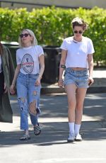 KRISTEN STEWART and SARA DINKIN Leaves Little Dom