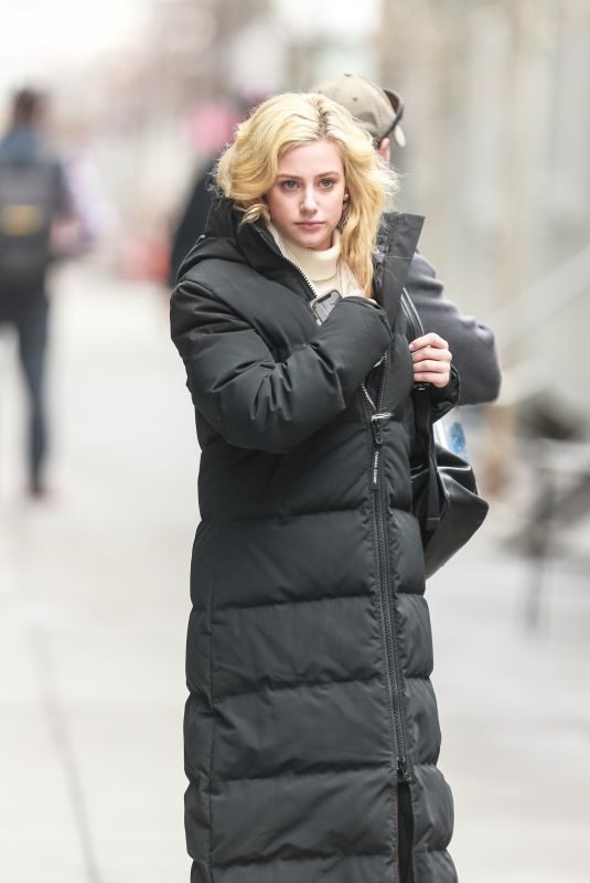 LILI REINHART Arrives on the Set of Hustlers in New York 04/08/2019