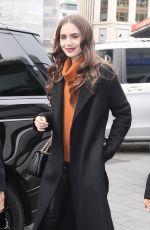 LILY COLLINS Arrives at Global Radio Studios in London, 04/29/2019