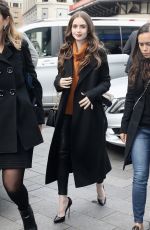 LILY COLLINS Arrives at Global Radio Studios in London, 04/29/2019