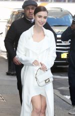 LILY COLLINS Arrives at Good Morning America in New York 04/10/2019
