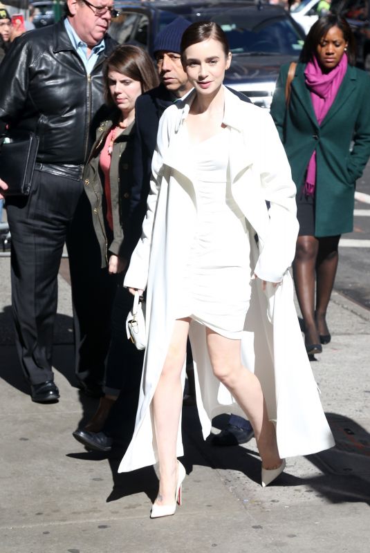 LILY COLLINS Arrives at Good Morning America in New York 04/10/2019