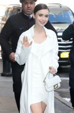 LILY COLLINS Arrives at Good Morning America in New York 04/10/2019