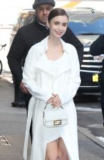 LILY COLLINS Arrives at Good Morning America in New York 04/10/2019