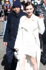 LILY COLLINS Arrives at Good Morning America in New York 04/10/2019