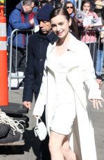 LILY COLLINS Arrives at Good Morning America in New York 04/10/2019