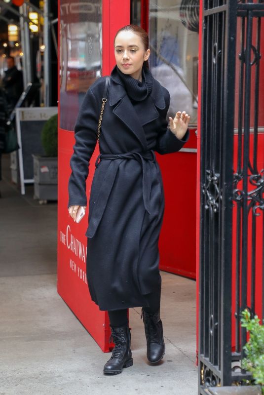 LILY COLLINS Out and About in New York 04/11/2019