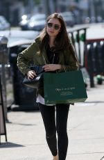 LILY COLLINS Out Shopping in Hollywood 04/14/2019