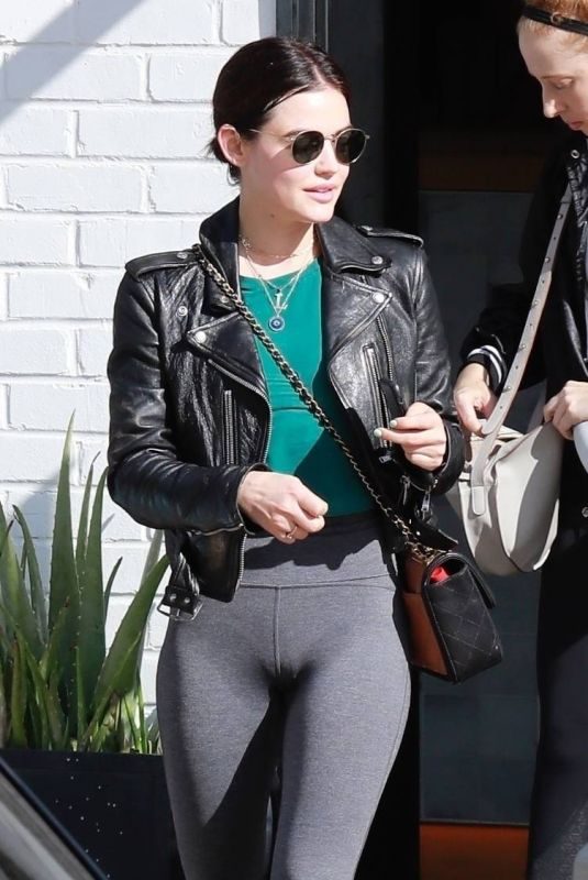 LUCY HALE in Tights Out and About in Studio City 04/05/2019