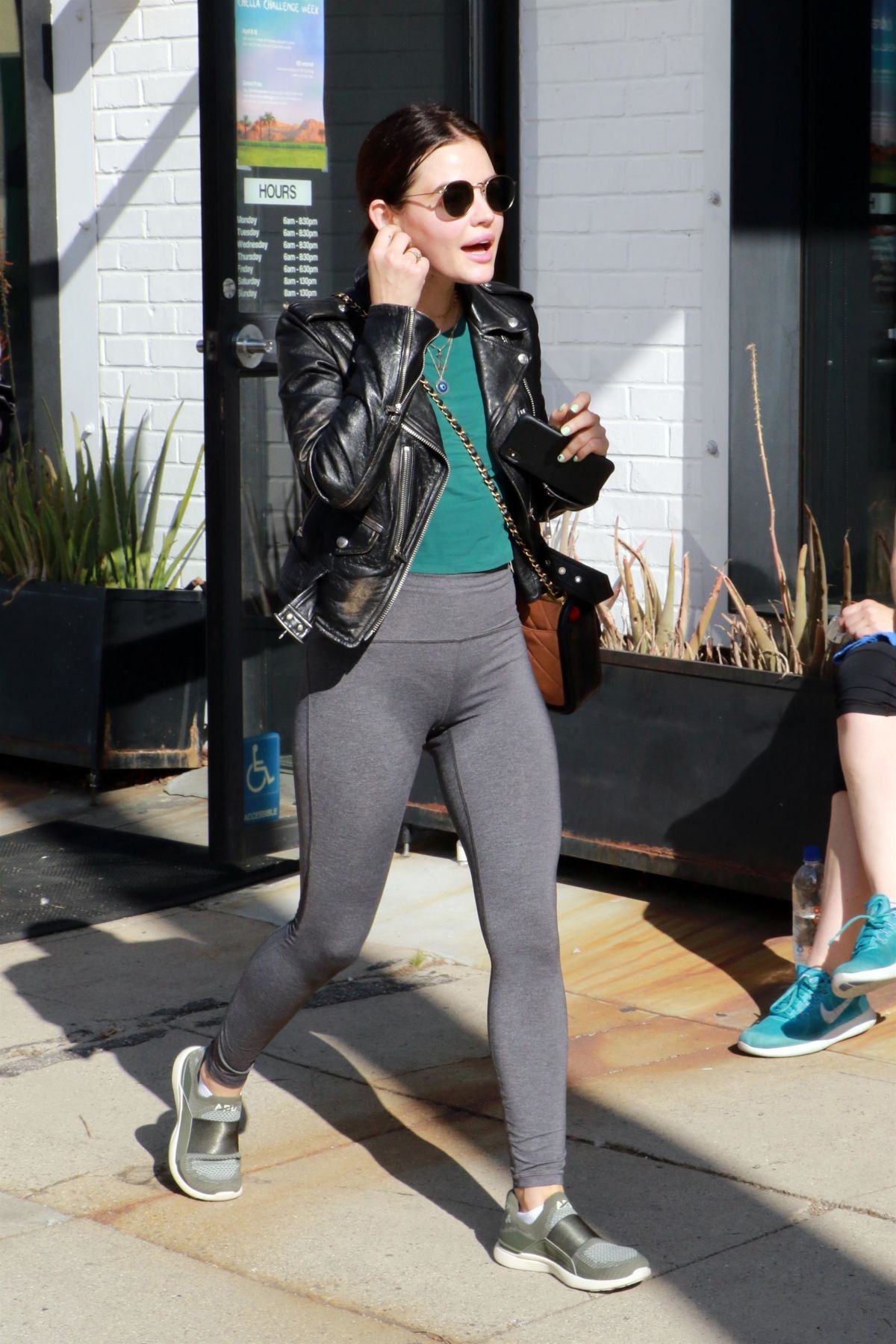 LUCY HALE in Tights Out and About in Studio City 04/05 