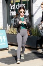 LUCY HALE in Tights Out and About in Studio City 04/05/2019