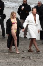 LUDIVINE SAGNIER in Bikini on the Set of The New Pope on the Beach in Venice 04/08/2019