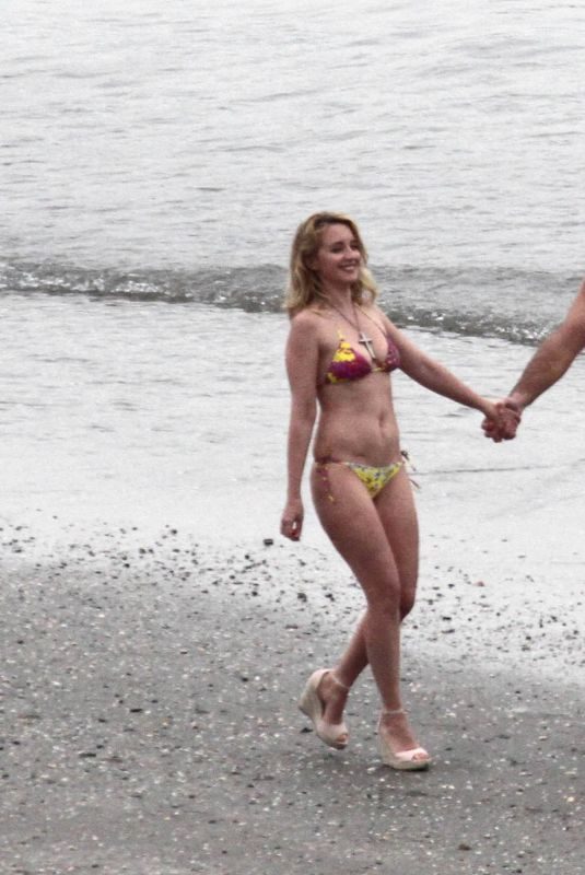 LUDIVINE SAGNIER in Bikini on the Set of The New Pope on the Beach in Venice 04/08/2019