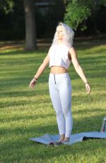 LYRA RAE Doing Yoga at a Park in Los Angeles 04/03/2019