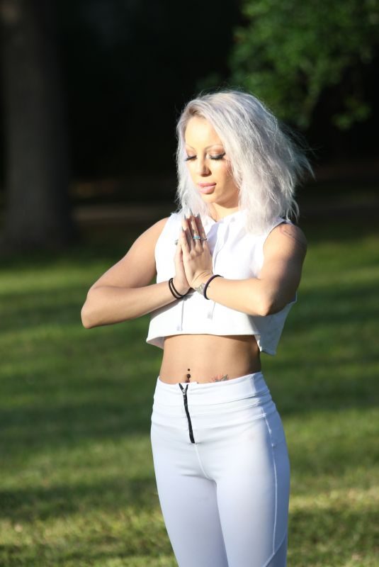 LYRA RAE Doing Yoga at a Park in Los Angeles 04/03/2019