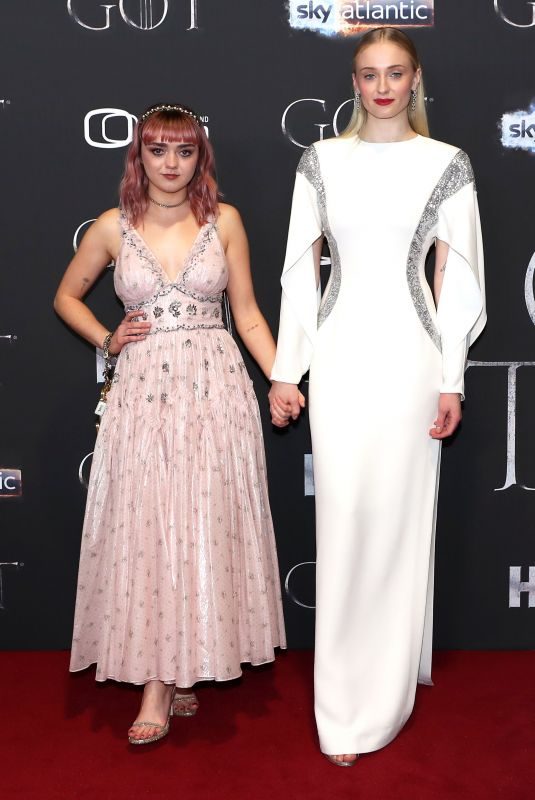 MAISIE WILLIAMS and SOPHIE TURNER at Game of Thrones, Season 8 Premiere in Belfast 04/12/2019
