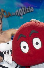 MICHELLE HUNZIKER at Striscia La Notizia Photocall in Milan 04/15/2019