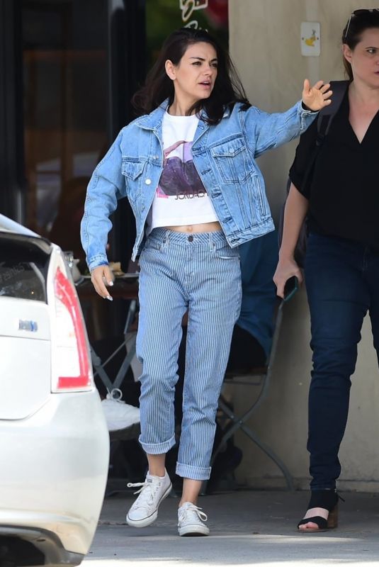 MILA KUNIS in Double Denim Out in Studio City 04/11/2019