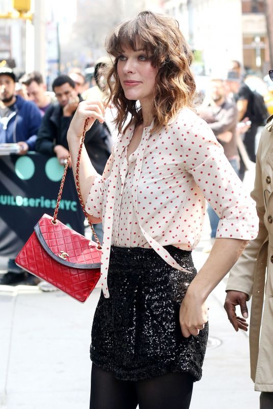 MILLA JOVOVICH Arrives at Build Series in New York 04/08/2019