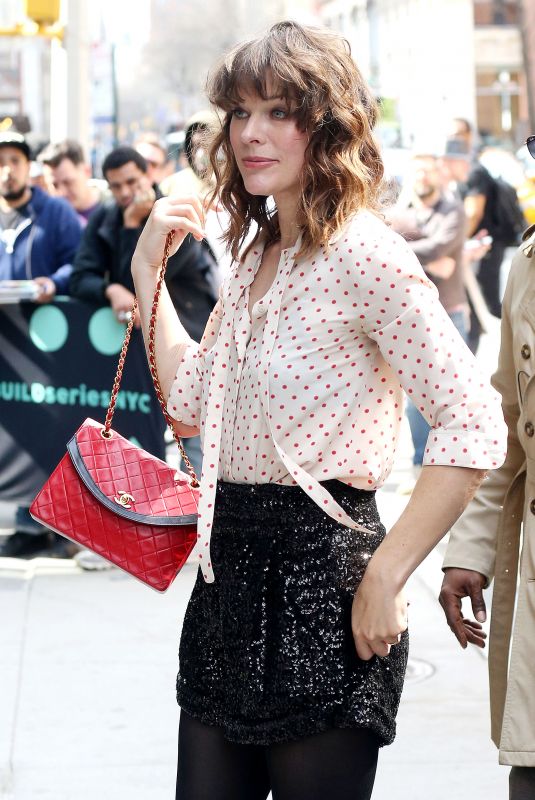 MILLA JOVOVICH Arrives at Build Series in New York 04/08/2019