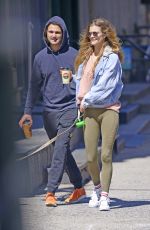 NINA AGDAL and Jack Brinkley with Their Dog Out in New York 04/24/2019