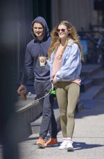 NINA AGDAL and Jack Brinkley with Their Dog Out in New York 04/24/2019