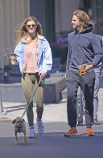 NINA AGDAL and Jack Brinkley with Their Dog Out in New York 04/24/2019
