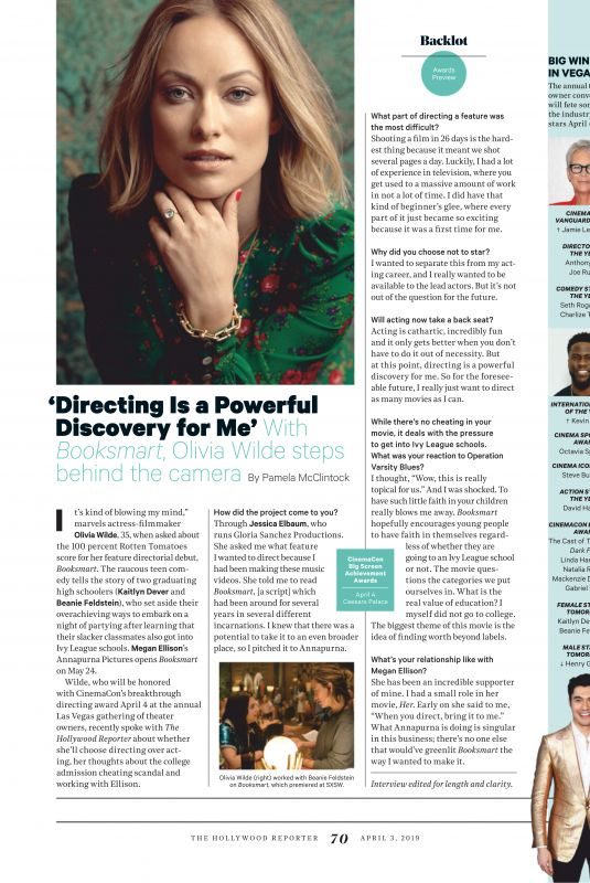OLIVIA WILDE in The Hollywood Reporter, April 2019