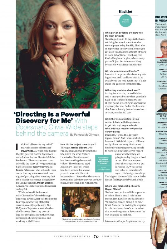 OLIVIA WILDE in The Hollywood Reporter, April 2019