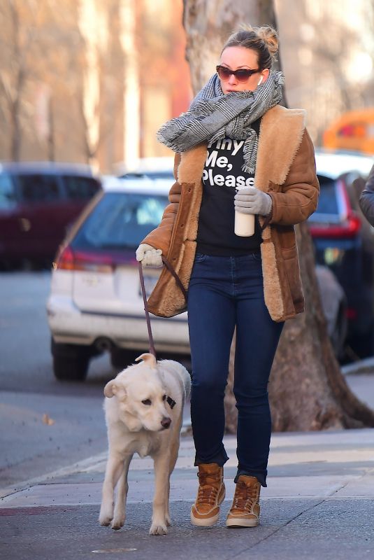OLIVIA WILDE Out with Her Dog in New York 04/01/2019