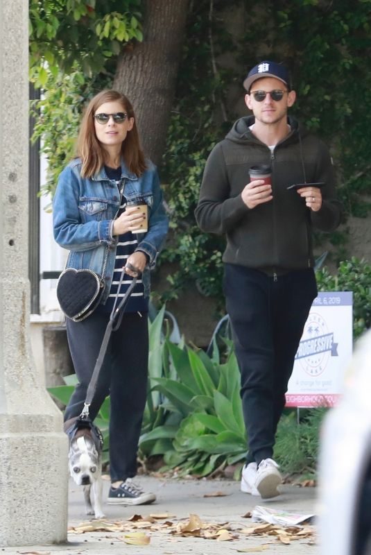 Pregnant KATE MARA and Jamie Bell Out with Their Dogs in Los Angeles 04/06/2019