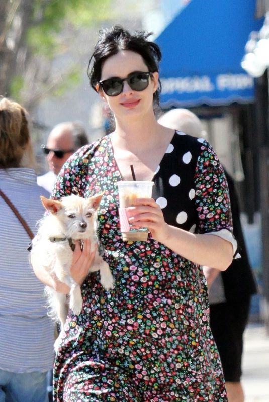 Pregnant KRYSTEN RITTER Out wuth Her Dog in Studio City 04/19/2019
