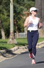 REESE WITHERSPOON Out Jogging in Brentwood 03/31/2019