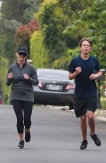 REESE WITHERSPOON Out Jogging in Brentwood 04/20/2019