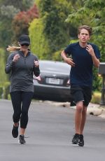 REESE WITHERSPOON Out Jogging in Brentwood 04/20/2019
