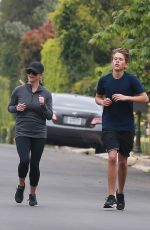 REESE WITHERSPOON Out Jogging in Brentwood 04/20/2019