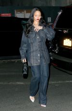 RIHANNA All in Denim Out for Dinner in New York 04/16/2019
