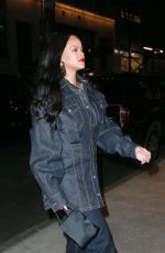 RIHANNA All in Denim Out for Dinner in New York 04/16/2019
